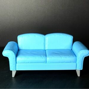 Vintage 2002 Mattel Barbie Doll House Furniture Living Room Blue Plastic Couch